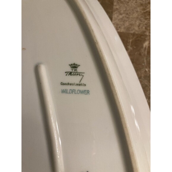 TK Thun Czechoslovakia China, Oval Platter, Vintage Wildflower 12” X 5.25” - Picture 7 of 10